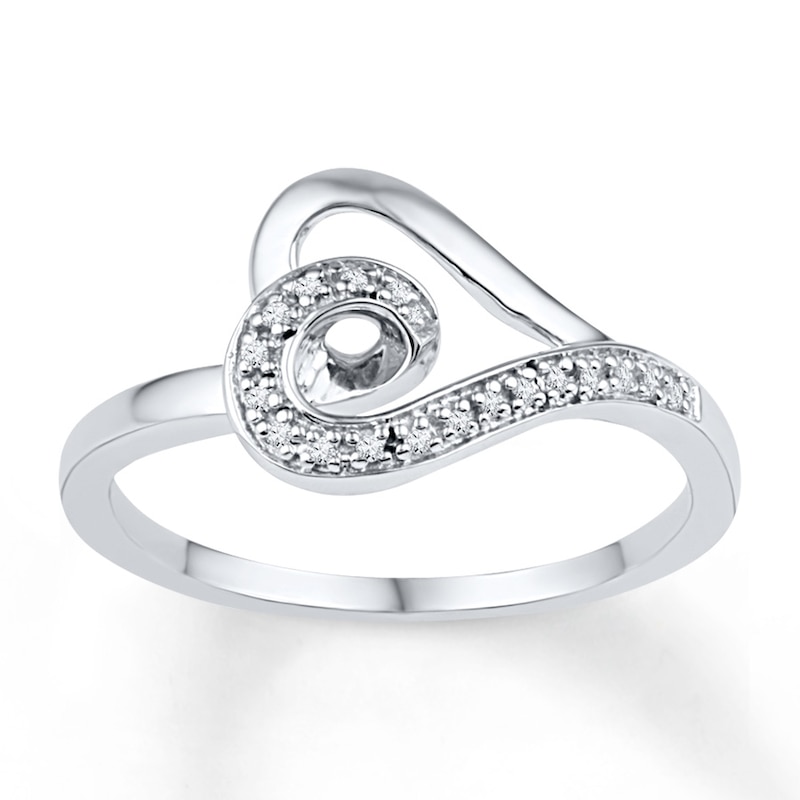 Main Image 1 of Diamond Heart Ring 1/20 ct tw Round-cut Sterling Silver