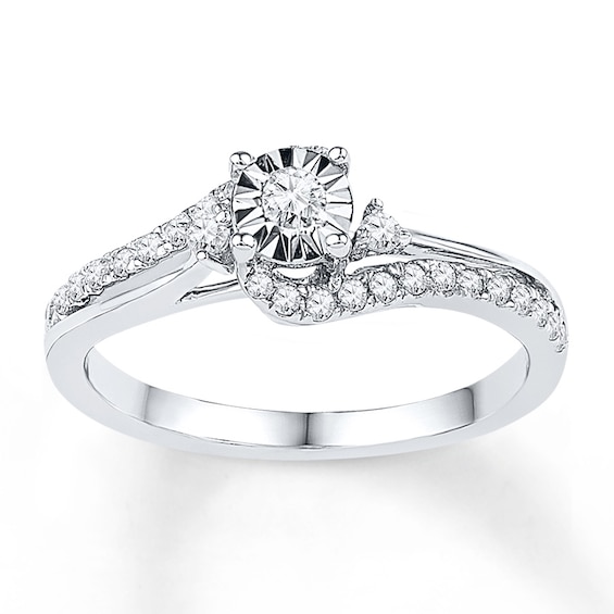 Diamond Bypass Promise Ring 1/4 ct tw Sterling Silver