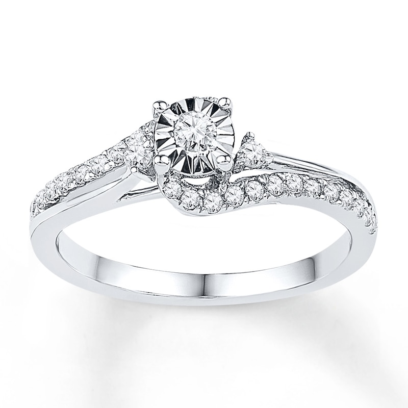 Main Image 1 of Diamond Bypass Promise Ring 1/4 ct tw Sterling Silver