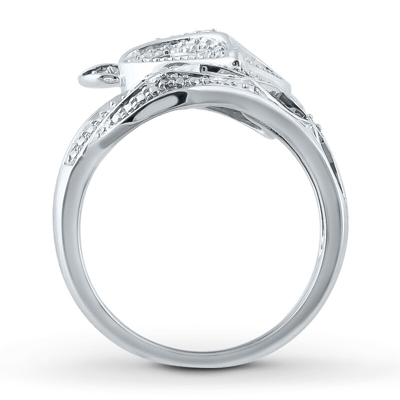 Main Image 2 of Black/White Diamond Accent Fox Ring Sterling Silver