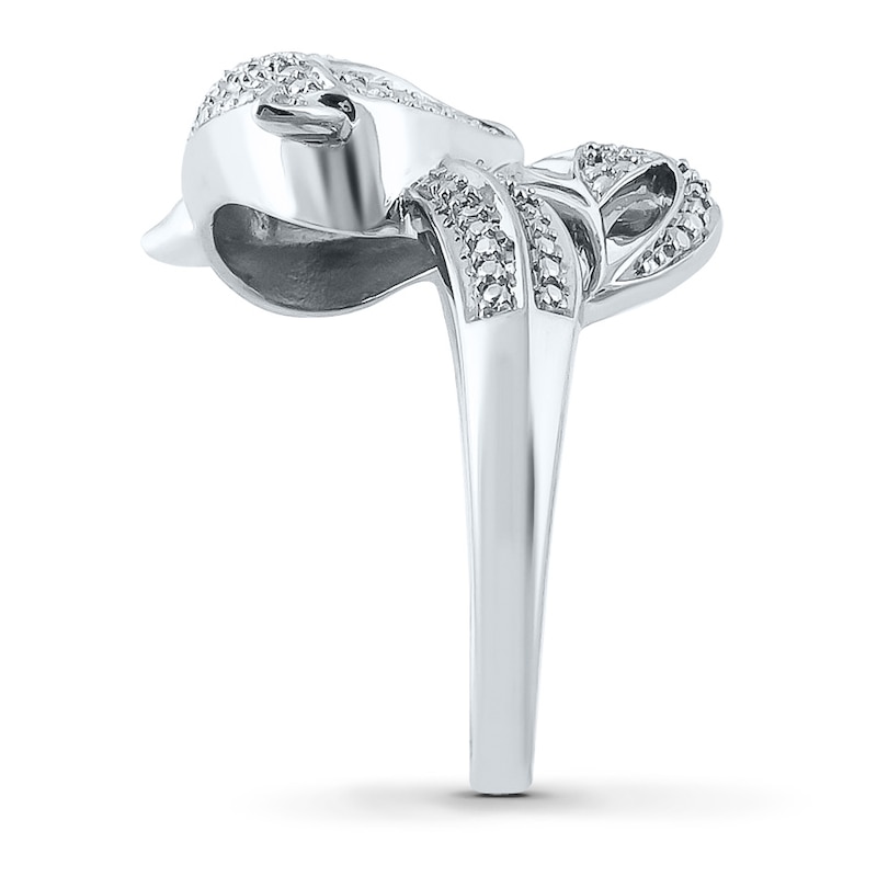 Main Image 3 of Black/White Diamond Accent Fox Ring Sterling Silver