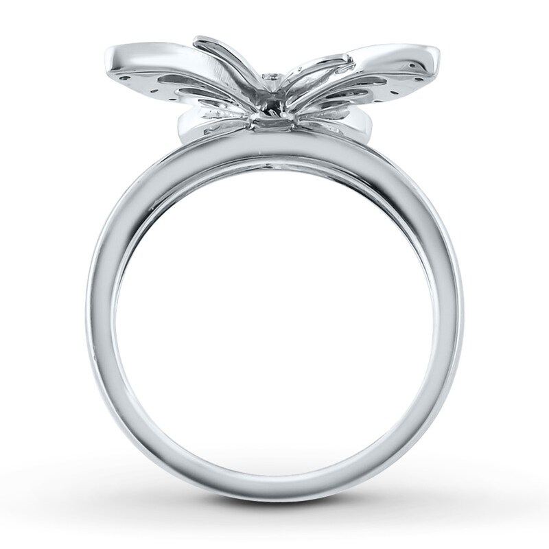 Butterfly Ring Diamond Accents Sterling Silver