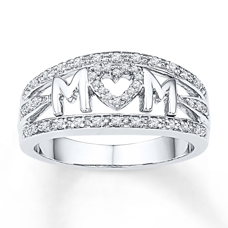 Main Image 1 of Mom Ring 1/5 ct tw Diamonds Sterling Silver