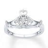 Thumbnail Image 0 of Claddagh Promise Ring 1/10 ct tw Diamonds Sterling Silver