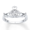 Thumbnail Image 1 of Diamond Claddagh Promise Ring 1/10 ct tw Sterling Silver
