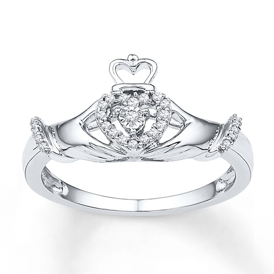 Diamond Claddagh Promise Ring 1/10 ct tw Sterling Silver
