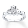 Thumbnail Image 1 of Diamond Claddagh Promise Ring 1/15 ct tw Sterling Silver