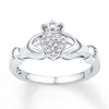 Thumbnail Image 0 of Claddagh Promise Ring 1/15 ct tw Diamonds Sterling Silver