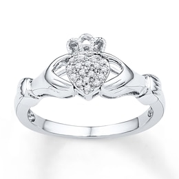 Diamond Claddagh Promise Ring 1/15 ct tw Sterling Silver