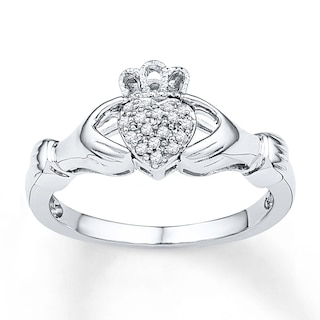 Diamond Claddagh Promise Ring 1/15 ct tw Sterling Silver