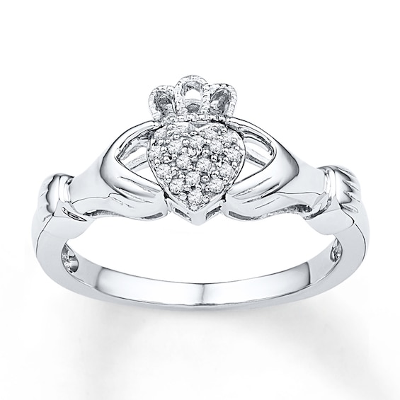 Diamond Claddagh Promise Ring 1/15 ct tw Sterling Silver