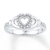 Thumbnail Image 1 of Diamond Claddagh Promise Ring 1/8 ct tw Sterling Silver