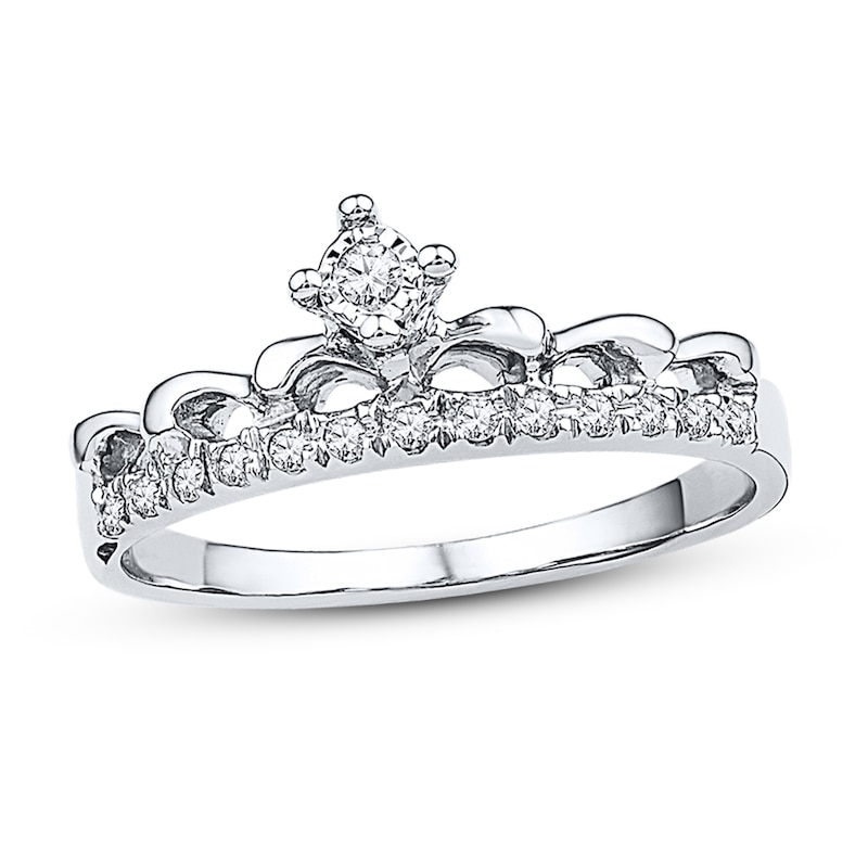 Main Image 1 of Crown Ring 1/10 ct tw Diamonds 10K White Gold