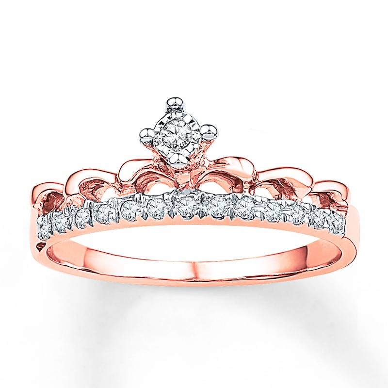Crown Ring 1/10 ct tw Diamonds 10K Rose Gold