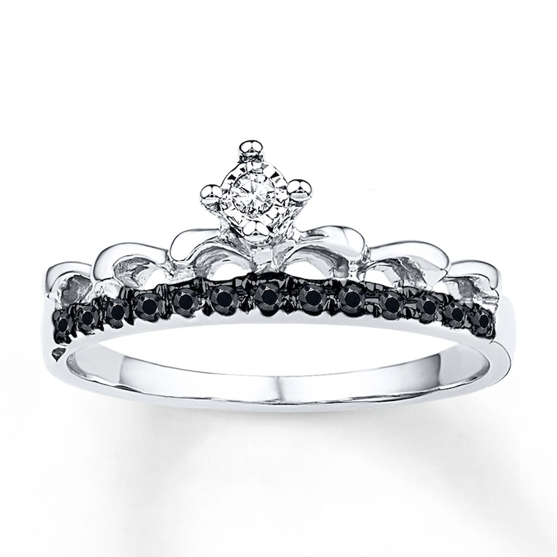 Main Image 1 of Black & White Diamonds 1/10 ct tw 10K White Gold Crown Ring