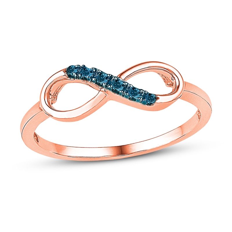 Main Image 1 of Infinity Symbol Ring 1/20 ct tw Blue Diamonds 10K Rose Gold