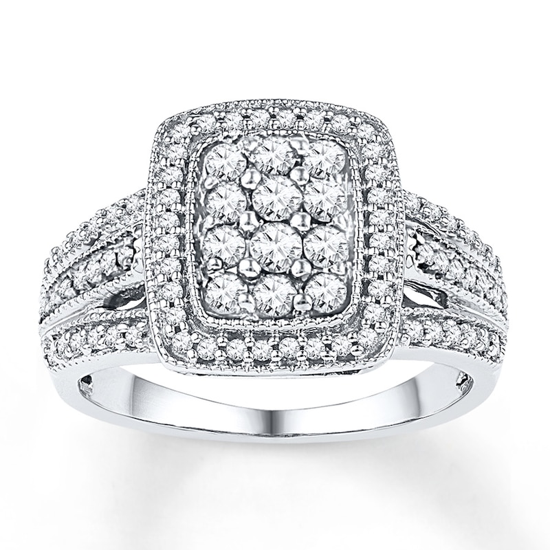 Main Image 1 of Diamond Ring 1/2 ct tw Round-cut 10K White Gold