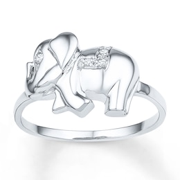 Elephant Ring 1/20 ct tw Diamonds Sterling Silver