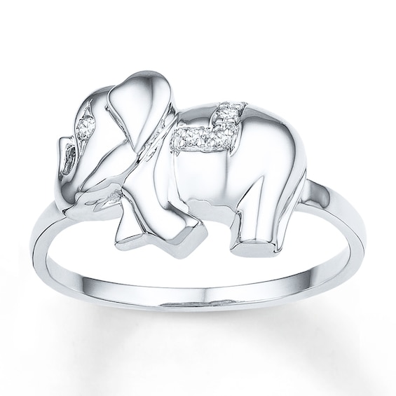 Elephant Ring 1/20 ct tw Diamonds Sterling Silver