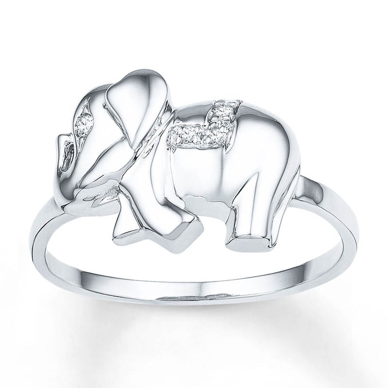 Main Image 1 of Elephant Ring 1/20 ct tw Diamonds Sterling Silver