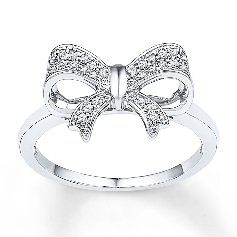 Main Image 1 of Diamond Bow Ring 1/8 ct tw Diamonds Sterling Silver