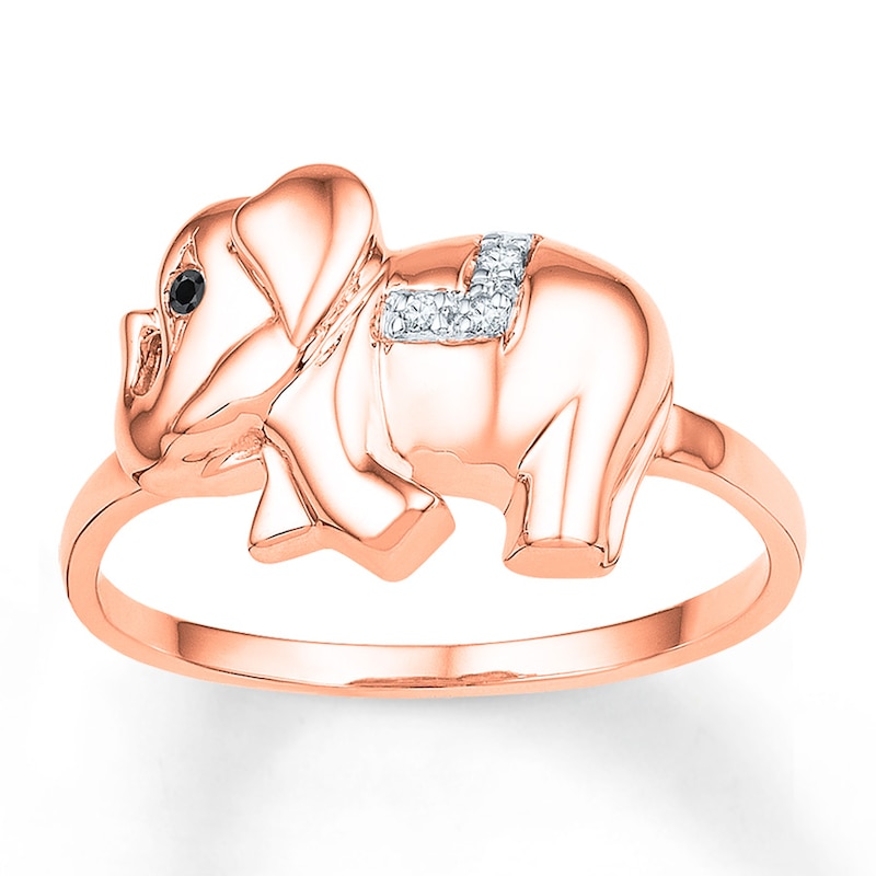Elephant Ring 1/20 ct tw Diamonds 10K Rose Gold