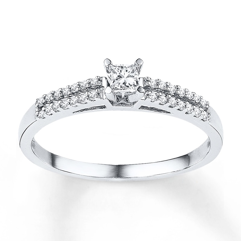 Main Image 1 of Princess-Cut Diamond Promise Ring 1/5 ct tw 10K White Gold