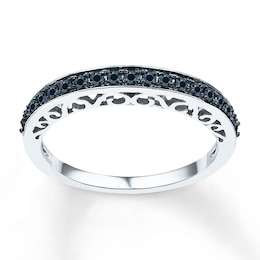 Now + Forever Black Diamond Anniversary Ring 1/4 ct tw Round-cut 10K White Gold