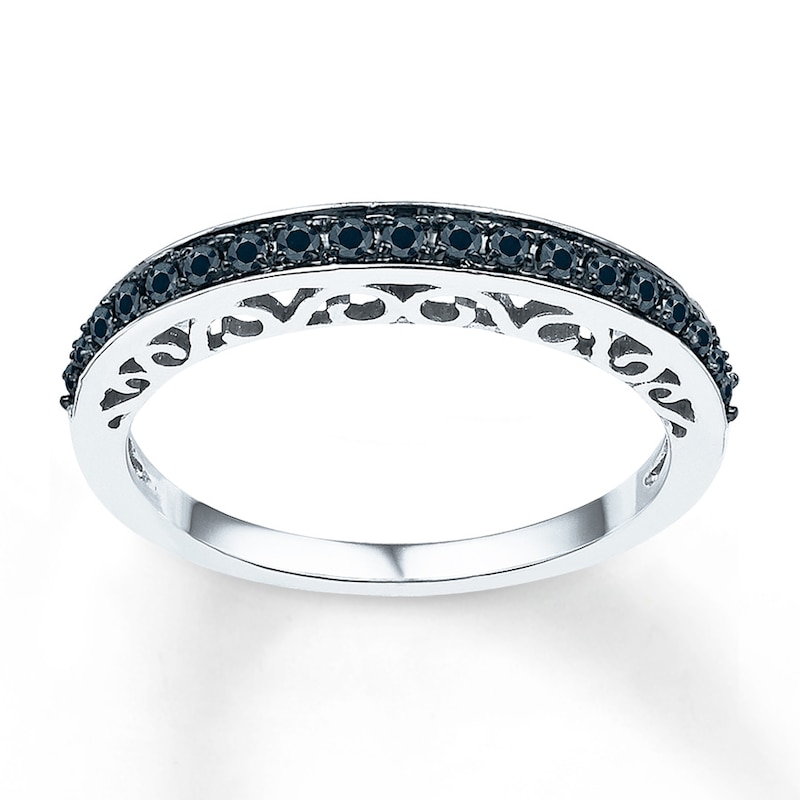 Main Image 1 of Black Diamond Anniversary Ring 1/4 ct tw Round-cut 10K White Gold