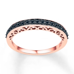 Now + Forever Black Diamond Anniversary Ring 1/4 ct tw Round-cut 10K Rose Gold