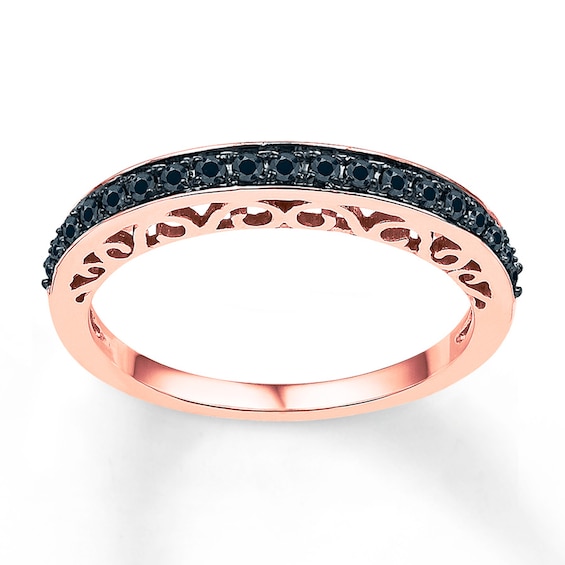 Now + Forever Black Diamond Anniversary Ring 1/4 ct tw Round-cut 10K Rose Gold