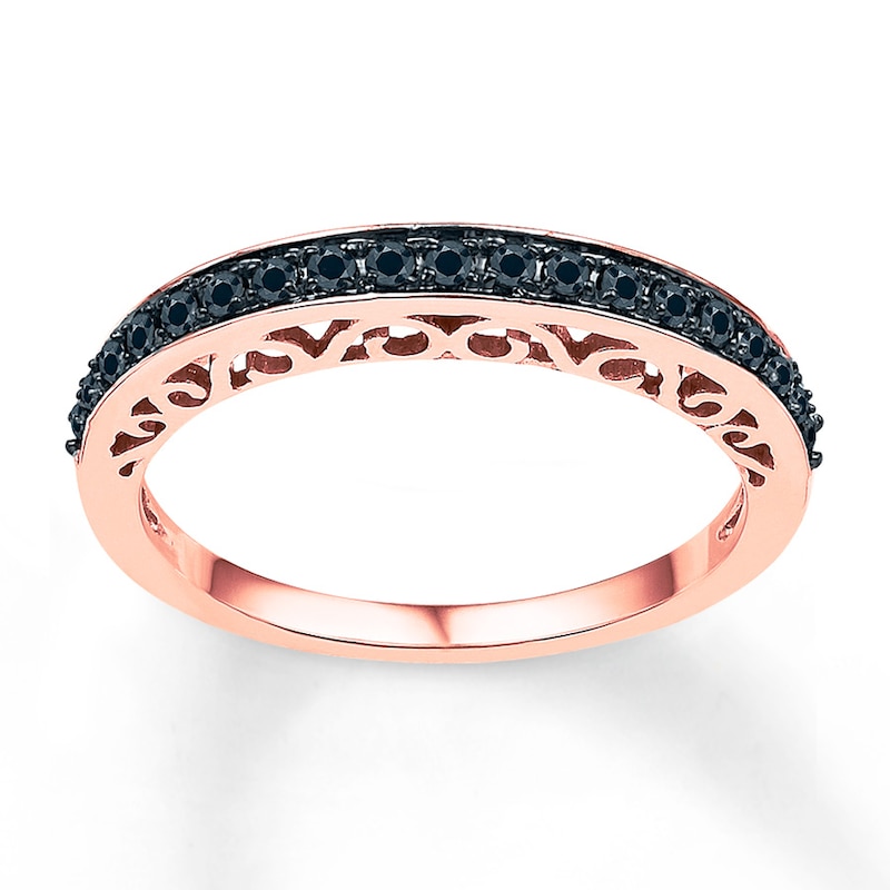 Main Image 1 of Black Diamond Anniversary Ring 1/4 ct tw Round-cut 10K Rose Gold