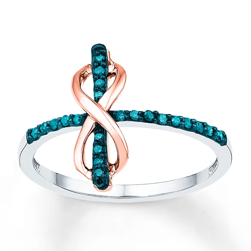 Infinity/Cross Ring 1/10 cttw Diamonds Sterling Silver & 10K Rose Gold