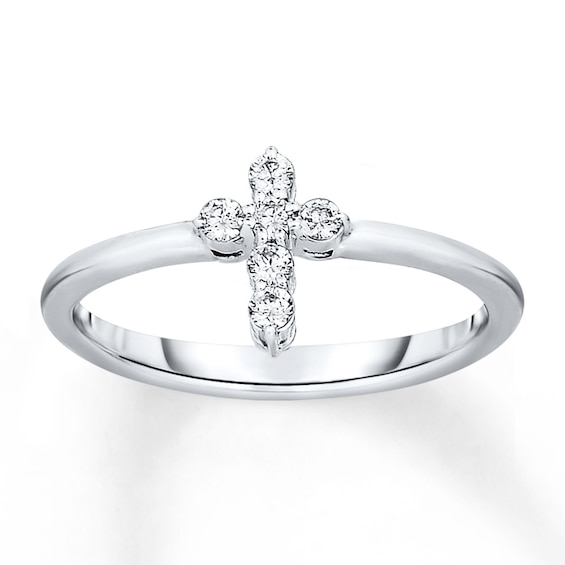 Diamond Cross Ring 1/6 ct tw Round-cut 14K White Gold | Kay