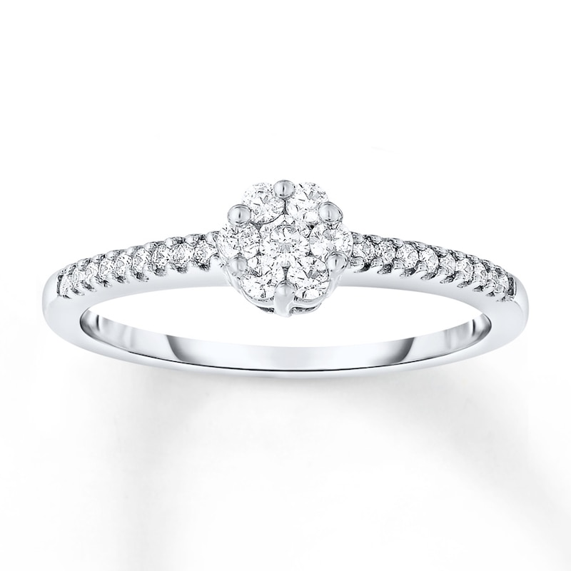 Main Image 1 of Diamond Flower Promise Ring 1/4 ct tw 14K White Gold