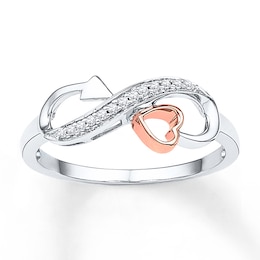 Infinity Ring 1/20 ct tw Diamonds Sterling Silver & 10K Rose Gold