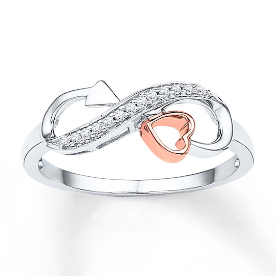 Infinity Ring 1/20 ct tw Diamonds Sterling Silver & 10K Rose Gold
