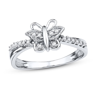 Diamond Butterfly Ring 1/10 ct tw Round-cut Sterling Silver | Kay