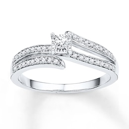 Diamond Bypass Promise Ring 1/5 ct tw Sterling Silver