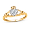 Thumbnail Image 1 of Diamond Claddagh Promise Ring 1/10 ct tw 10K Yellow Gold