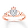 Thumbnail Image 1 of Diamond Claddagh Promise Ring 1/10 ct tw 10K Rose Gold
