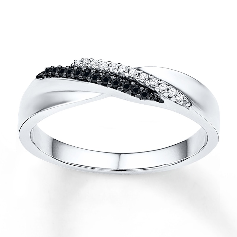 Main Image 1 of Black Diamond Ring 1/10 ct tw Round-cut Sterling Silver