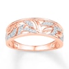 Thumbnail Image 1 of Diamond Leaf Ring 1/8 ct tw Round-cut 10K Rose Gold