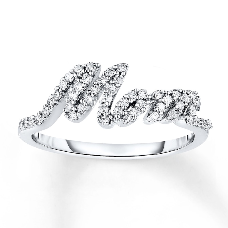 Main Image 1 of Diamond Mom Ring 1/4 ct tw Round-cut 10K White Gold
