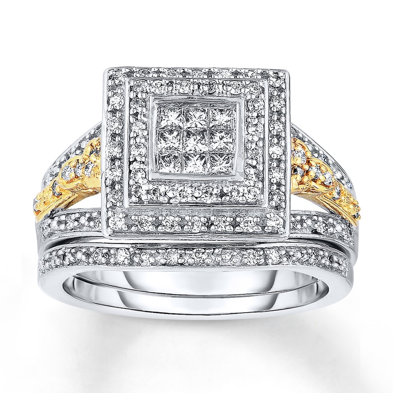 Main Image 1 of Now + Forever Diamond Ring 5/8 ct tw Princess/Round 14K Two-Tone Gold