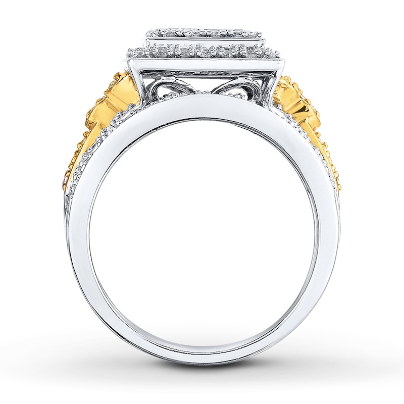 Main Image 2 of Now + Forever Diamond Ring 5/8 ct tw Princess/Round 14K Two-Tone Gold