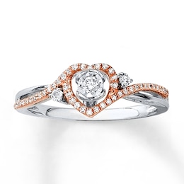 Diamond Ring 1/5 ct tw Sterling Silver & 10K Rose Gold