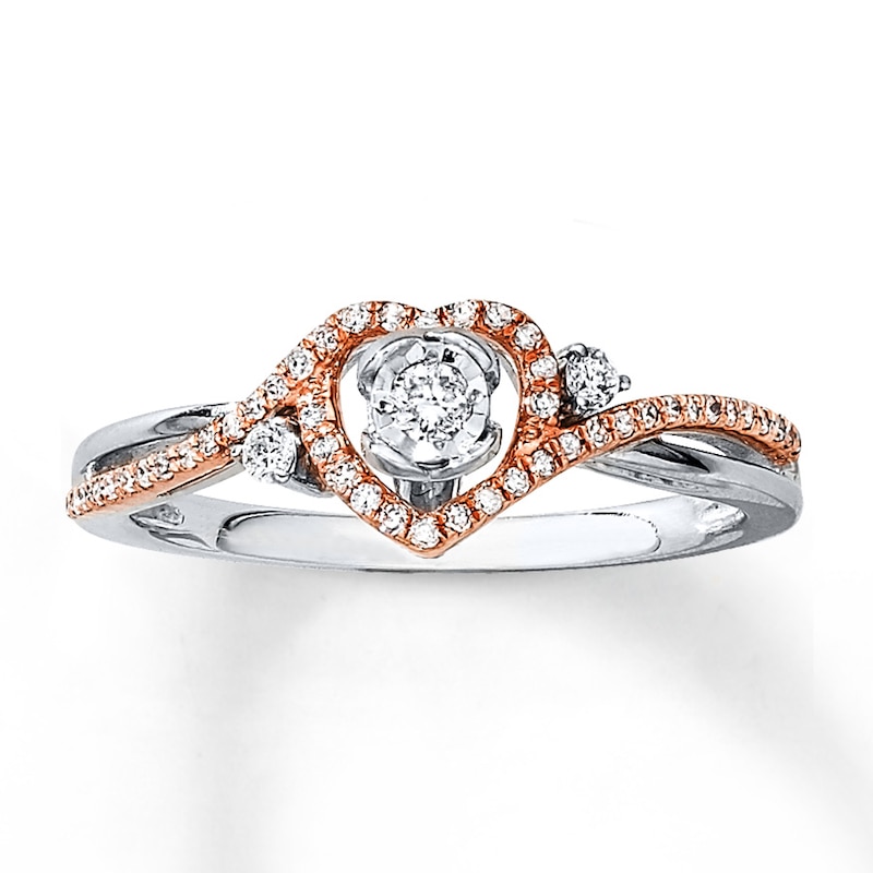 Diamond Ring 1/5 ct tw Sterling Silver & 10K Rose Gold