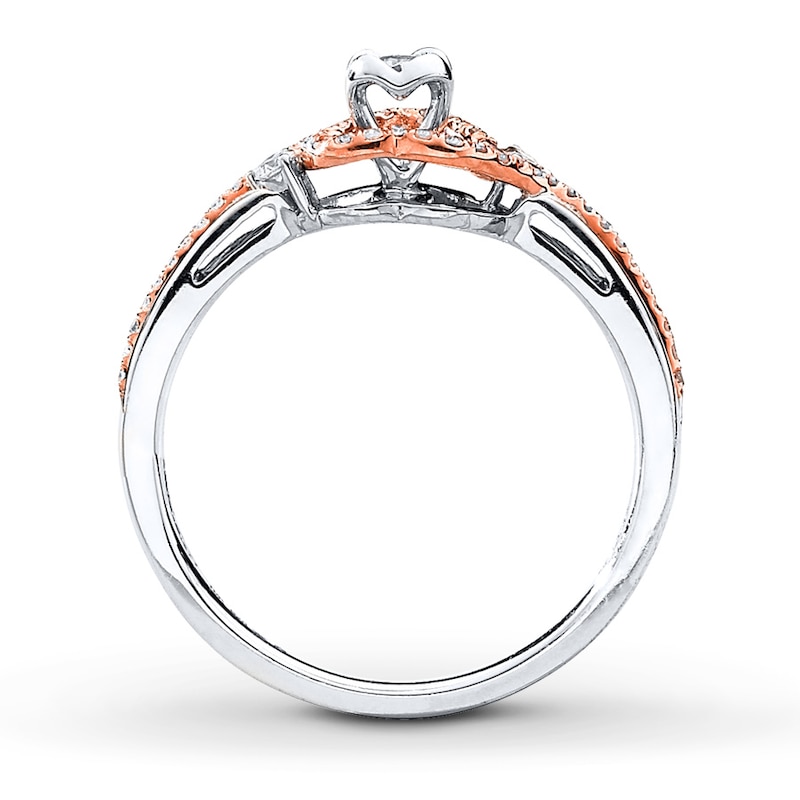 Diamond Ring 1/5 ct tw Sterling Silver & 10K Rose Gold
