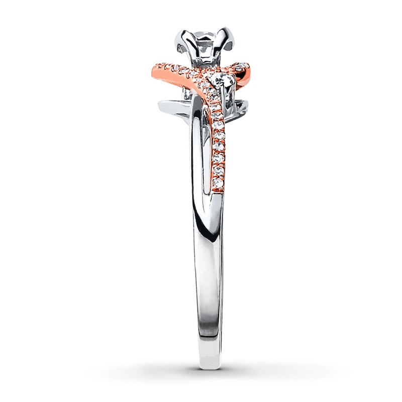Main Image 3 of Diamond Ring 1/5 ct tw Sterling Silver & 10K Rose Gold